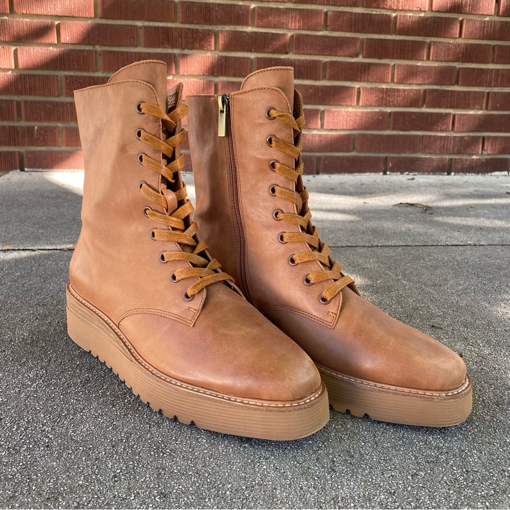 Anthropologie Silent D Udana Lace Up Boots, Leather, Size 9.5 US Women (EUR 41)
